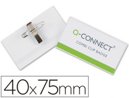 Identificador Q-Connect 40x75 mm..PVC con pinza e imperdible